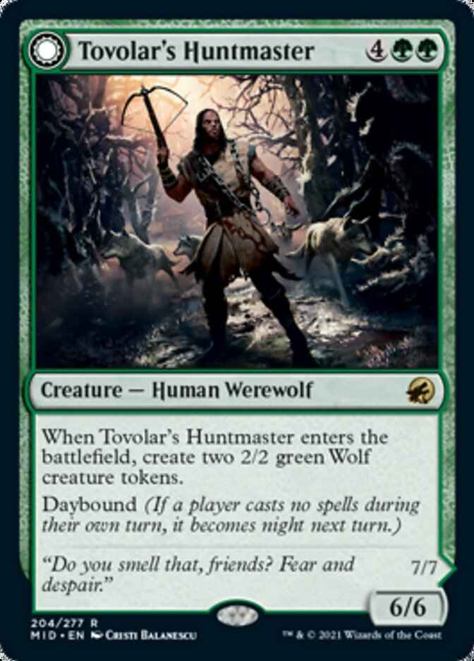 Tovolar's Huntmaster // Tovolar's Packleader (MID-204) - Innistrad: Midnight Hunt: (Double Faced Transform)