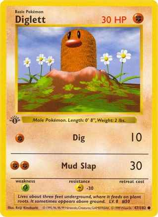 Diglett 047/102 - Base Set Shadowless Unlimited