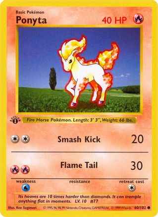 Ponyta 060/102 - Base Set Shadowless 1st Edition