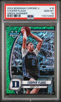 Graded 2024 Topps Bowman Chrome U Cooper Flagg #16 Green Shimmer Rookie RC Basketball Card PSA 10 Gem Mint