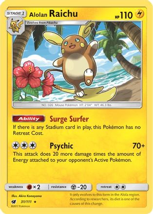 Alolan Raichu 031/111 - SM  Crimson Invasion Holofoil