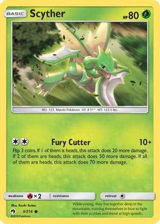 Scyther 003/214 - SM  Lost Thunder Reverse Holofoil