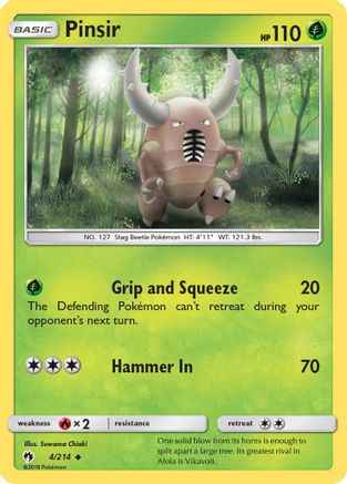 Pinsir 004/214 - SM  Lost Thunder Reverse Holofoil
