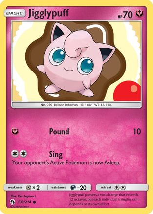 Jigglypuff 133/214 - SM  Lost Thunder Reverse Holofoil