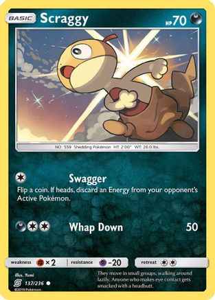Scraggy 137/236 - SM  Unified Minds Reverse Holofoil