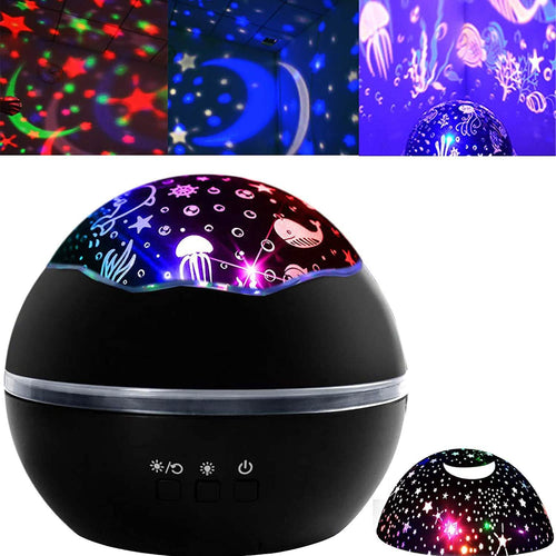 2-in-1 Ocean Star Night Light Projector Lamp 360 Degree Rotating