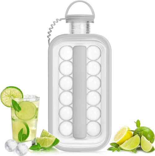 2-in-1 Portable Ice Ball Maker Kettle With 17 Grids Flat Body Lid Cooling Ice Pop/Cube Molds