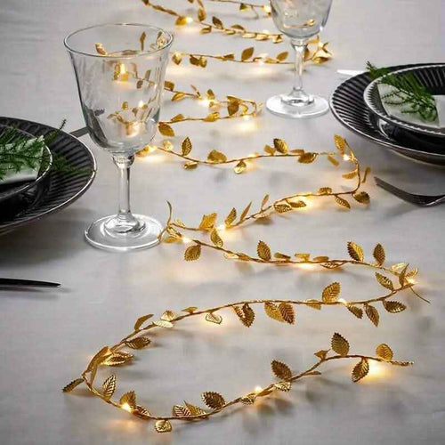 2 Meter 20 LED Simulation Golden Leaf Decoration String Lights