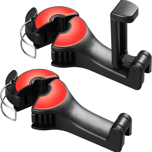 2-Pack: 2-in-1 Car Seat Hooks for Purses and Bags with Phone Holder
