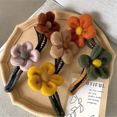 2-Pack: Gorgeous Plush Flower Hairpin