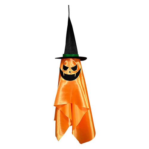 2-Pack: Hanging Ghosts with Wizard Hat Snicker Scary Face