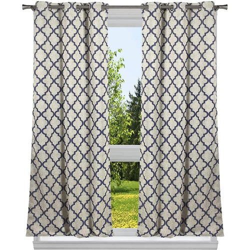 2-Pack: Heavy Geometric Blackout Grommet Window Curtain Pair Panel
