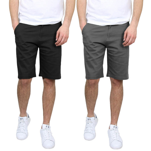 2-Pack: Men's 5-Pocket Flat-Front Slim-Fit Stretch Chino Shorts