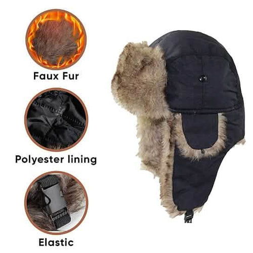 2-Pack: Men's Ushanka Winter Faux Fur Hat with Ear Flaps