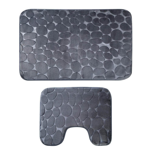 2-Pieces Set: Bathroom Rugs Luxury Flannel Non-Slip