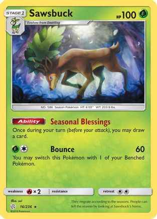 Sawsbuck 016/236 - SM  Cosmic Eclipse Reverse Holofoil