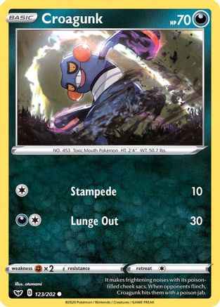 Croagunk 123/202 - SWSH01 Sword & Shield Base Set Reverse Holofoil