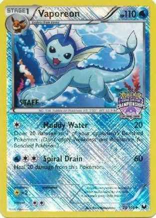 Vaporeon (State Championships) [Staff] 025/108 - League & Championship Cards Reverse Holofoil