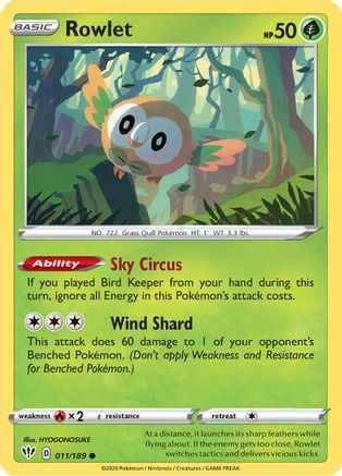 Rowlet 011/189 - SWSH03 Darkness Ablaze Reverse Holofoil