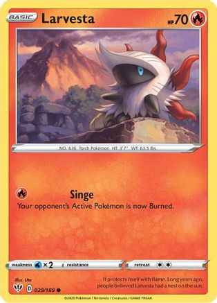 Larvesta 029/189 - SWSH03 Darkness Ablaze Reverse Holofoil
