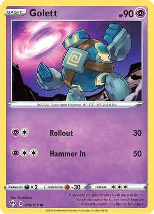 Golett 076/189 - SWSH03 Darkness Ablaze Reverse Holofoil