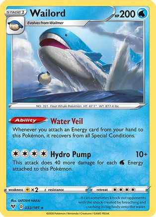 Wailord 032/185 - SWSH04 Vivid Voltage Holofoil