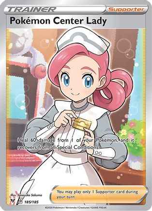 Pokemon Center Lady (Full Art) 185/185 - SWSH04 Vivid Voltage Holofoil