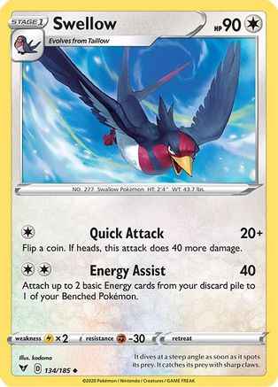 Swellow 134/185 - SWSH04 Vivid Voltage Reverse Holofoil