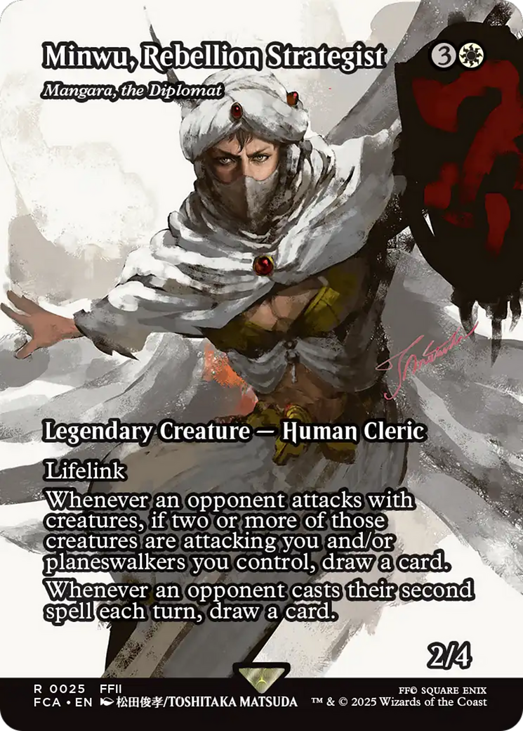 Minwu, Rebellion Strategist - Mangara, the Diplomat (Showcase) (FCA-025) - FINAL FANTASY: Through the Ages / Minwu, Rebellion Strategist (Borderless) Foil