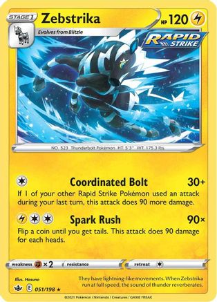Zebstrika 051/198 - SWSH06 Chilling Reign Reverse Holofoil