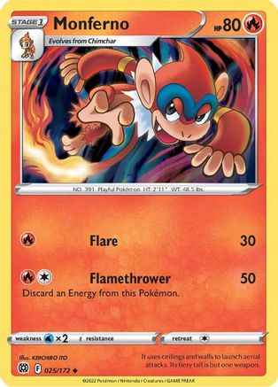 Monferno 025/172 - SWSH09 Brilliant Stars Reverse Holofoil