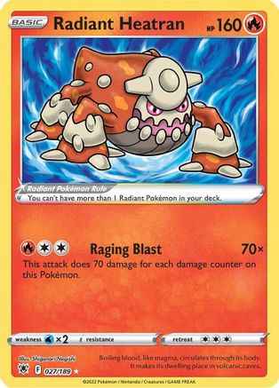 Radiant Heatran 027/189 - SWSH10 Astral Radiance Holofoil