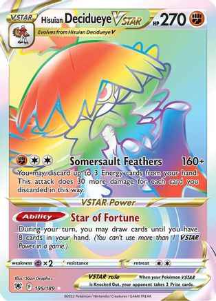 Hisuian Decidueye VSTAR (Secret) 195/189 - SWSH10 Astral Radiance Holofoil