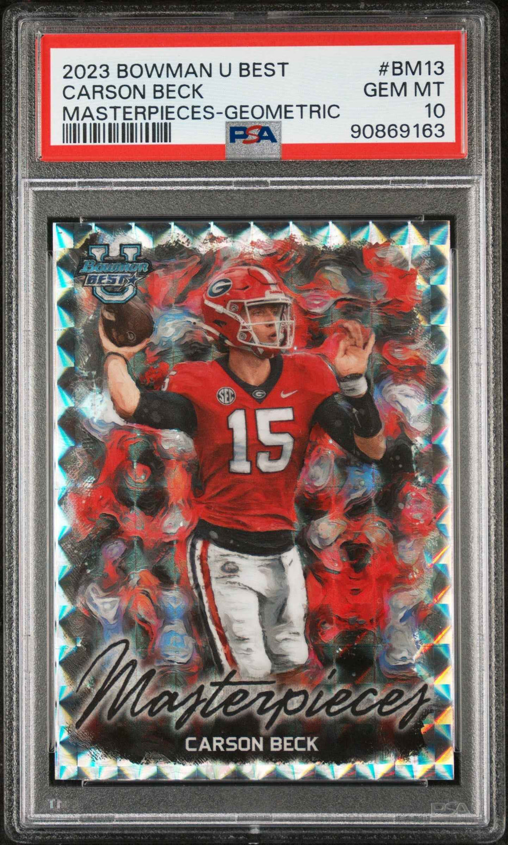Graded 2023 Topps Bowman U Best Carson Beck #BM13 Masterpieces Geometric Rookie RC Football Card PSA 10 Gem Mint