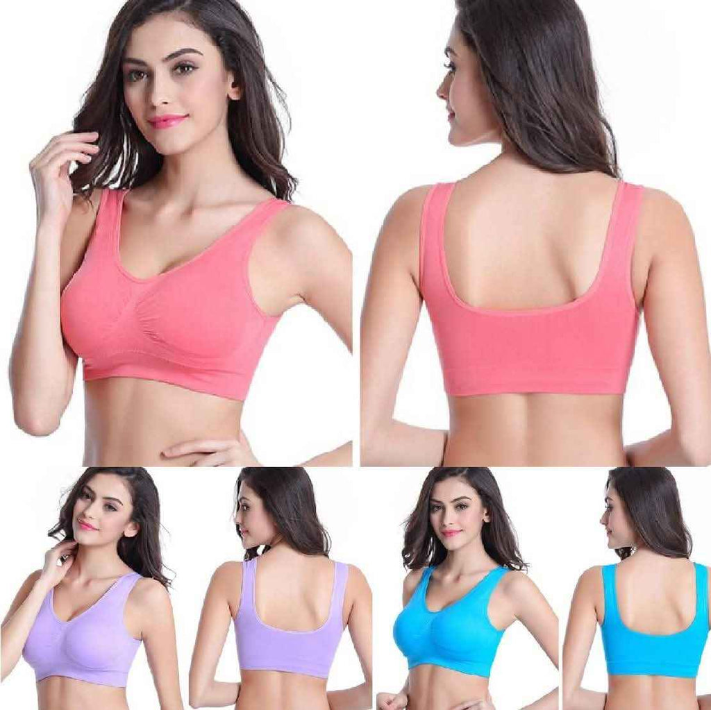 3-Pack: Seamless Miracle Bras with Removable Pads - Assorted Color Sets
