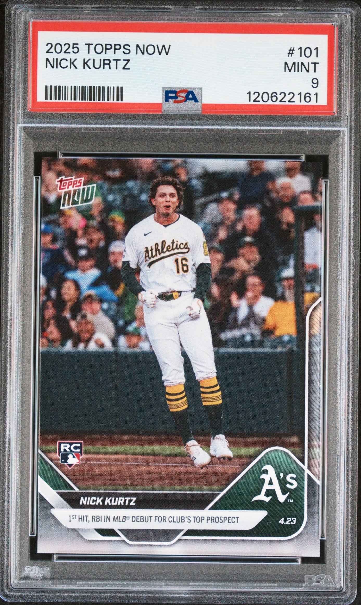 Graded 2025 Topps Now Nick Kurtz #101 Rookie RC Baseball Card PSA 9 Mint