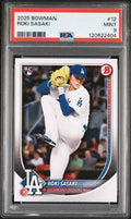 Graded 2025 Topps Bowman Roki Sasaki #12 Rookie RC Baseball Card PSA 9 Mint