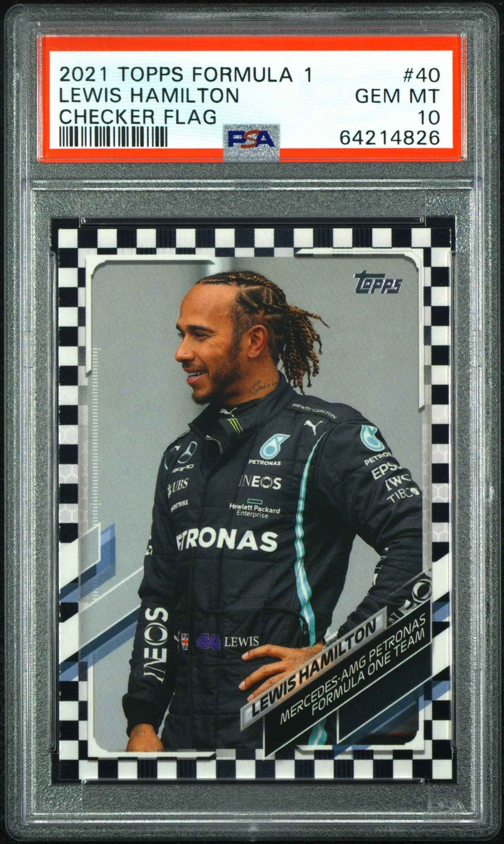 Graded 2021 Topps Formula 1 Lewis Hamilton #40 Checker Flag F1 Racing Card PSA 10 Gem Mint