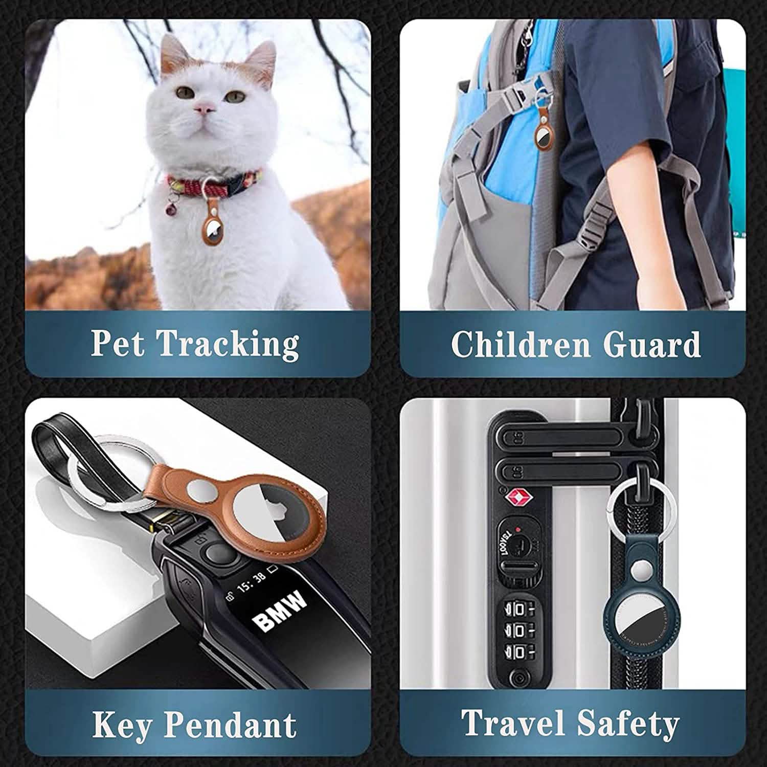 4-Pack: Eusty Air Tag Keychain for Apple Airtags Holder