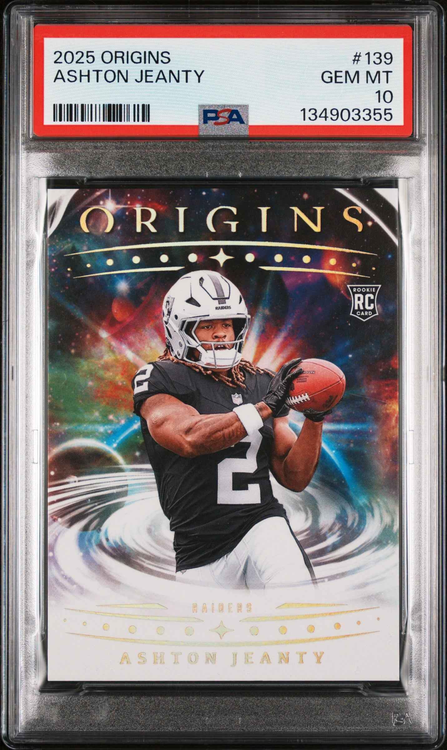 Graded 2025 Panini Origins Ashton Jeanty #139 Rookie RC Football Card PSA 10 Gem Mint