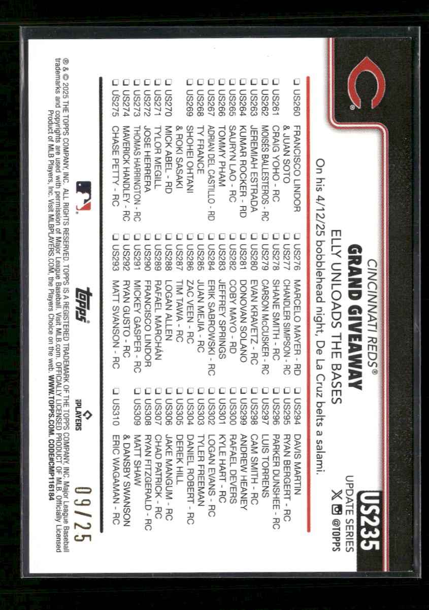 2025 Topps Update Camo #/25 Grand Giveaway #US235