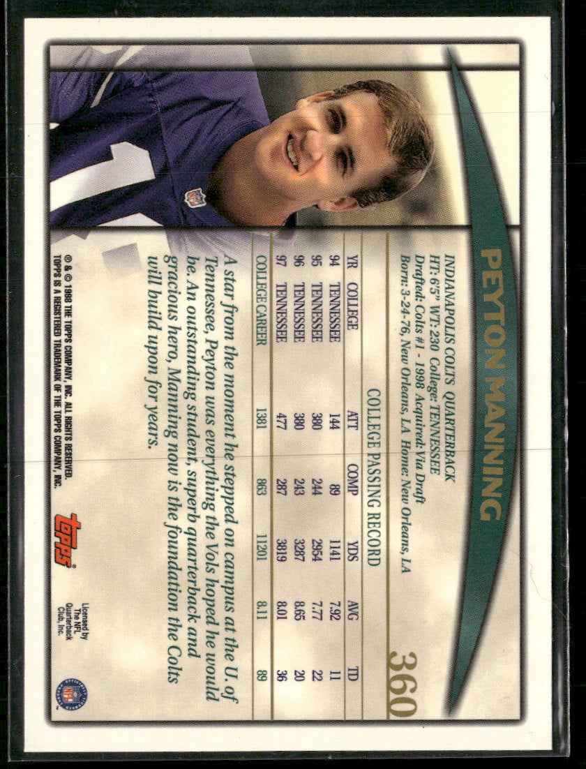 1998 Topps Peyton Manning Rookie #360