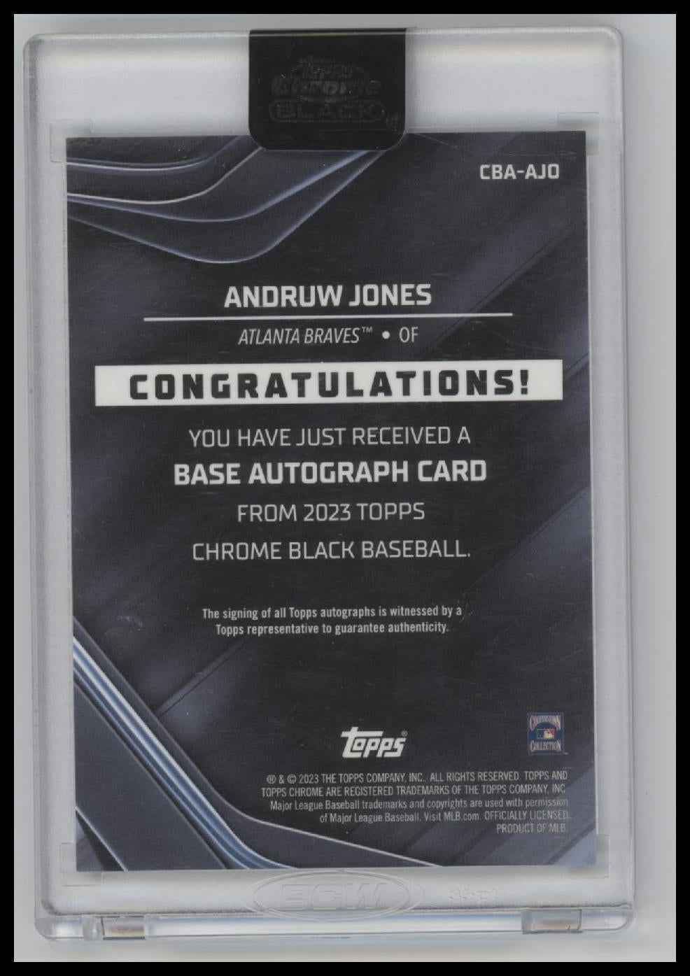 2023 Topps Chrome Black Auto Green Refractor Andruw Jones #/99 #CBA-AJO