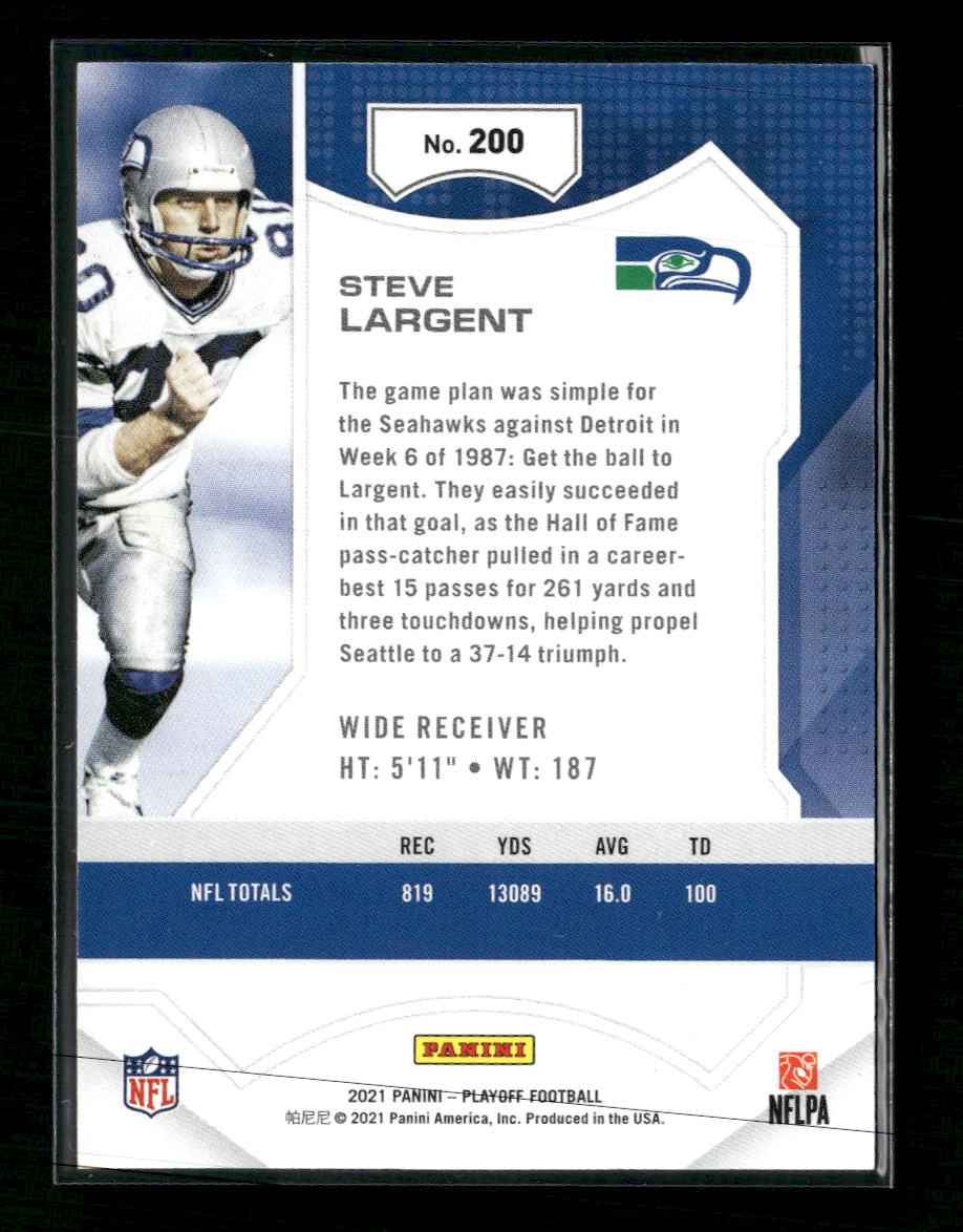 2021 Panini Playoff No Huddle Steve Largent #/10 #200