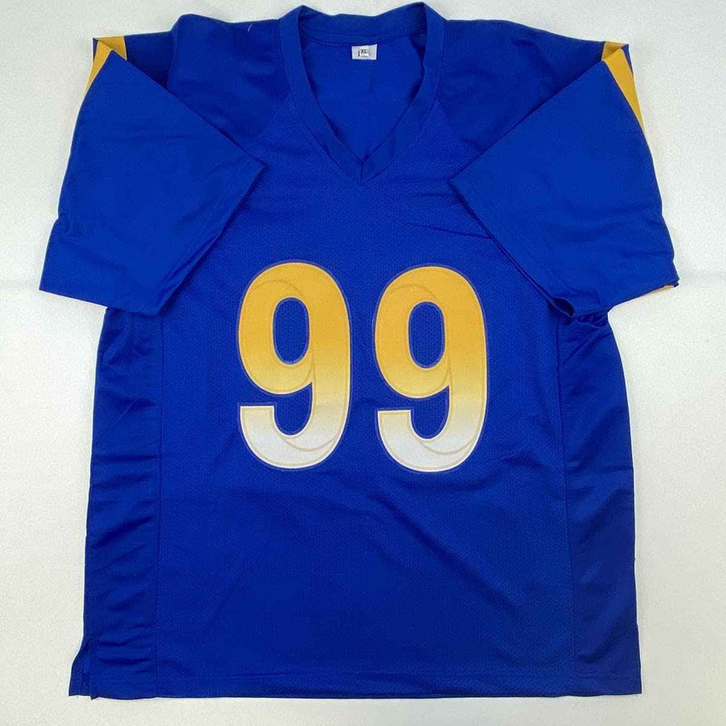 Autographed/Signed Aaron Donald Los Angeles LA Royal Blue Football Jersey Beckett BAS COA