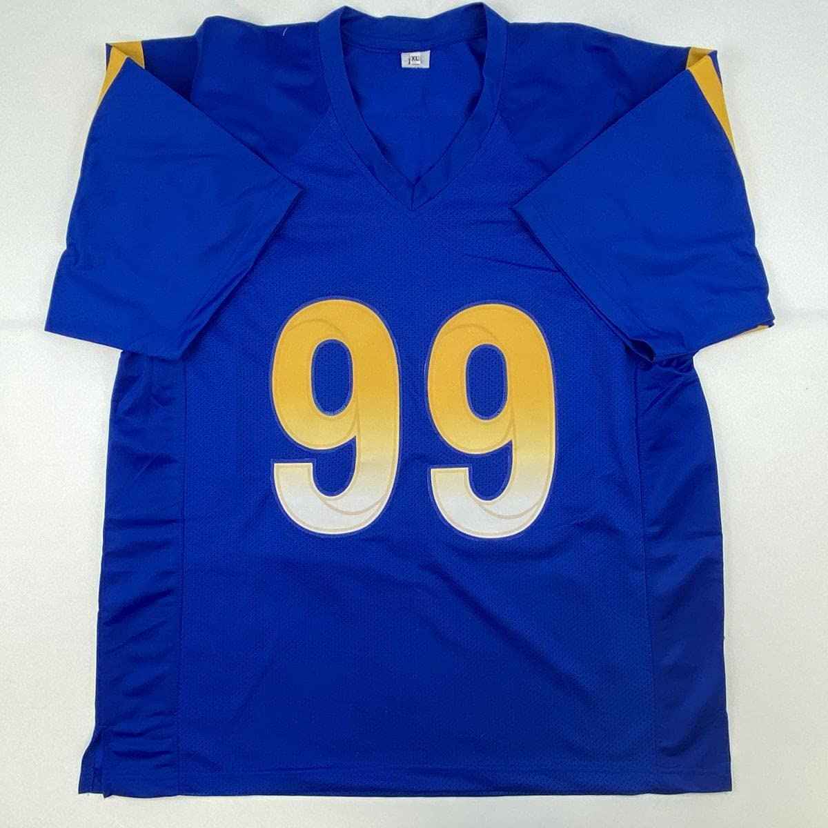 Autographed/Signed Aaron Donald Los Angeles LA Royal Blue Football Jersey Beckett BAS COA