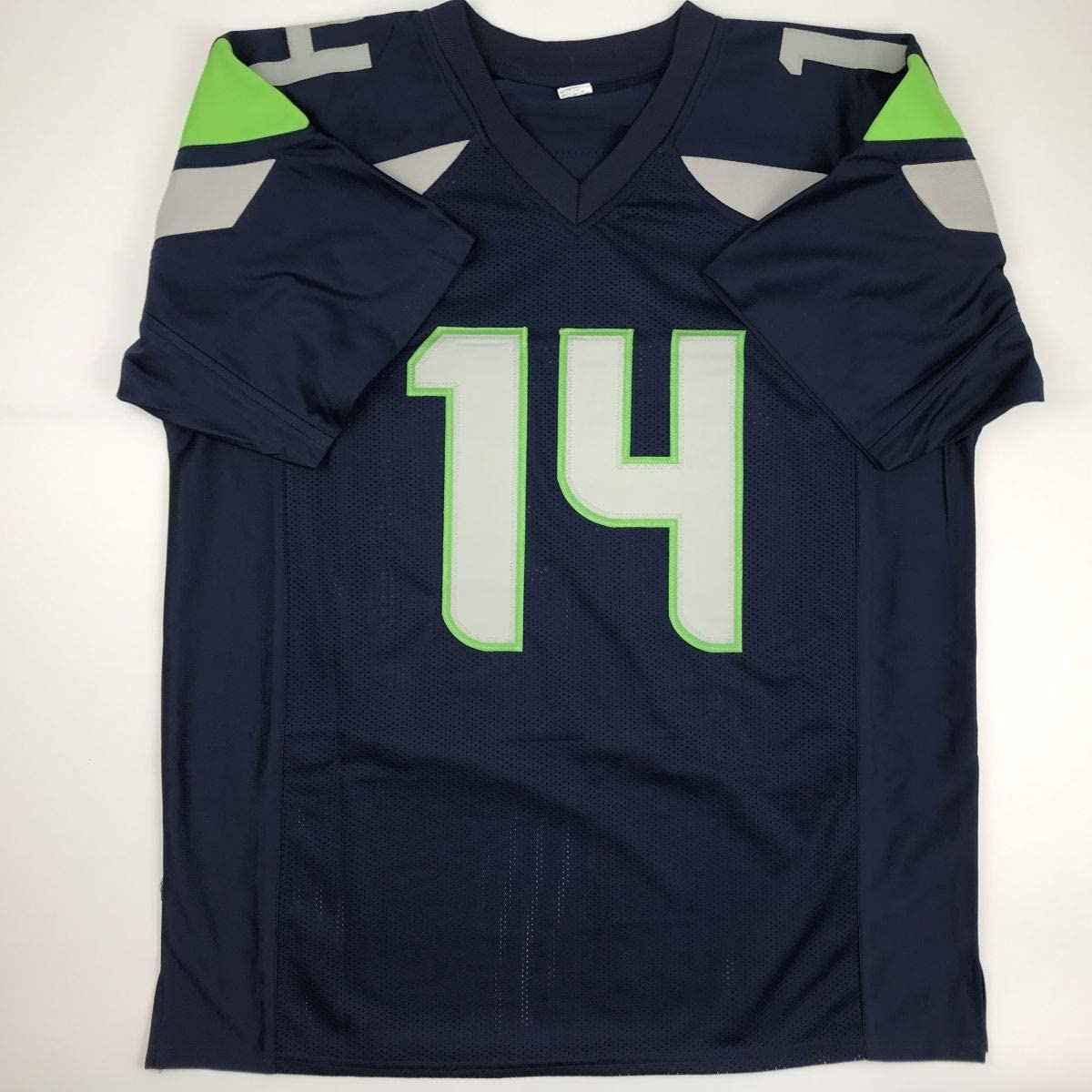 Autographed/Signed DK D.K. Metcalf Seattle Blue Football Jersey JSA COA