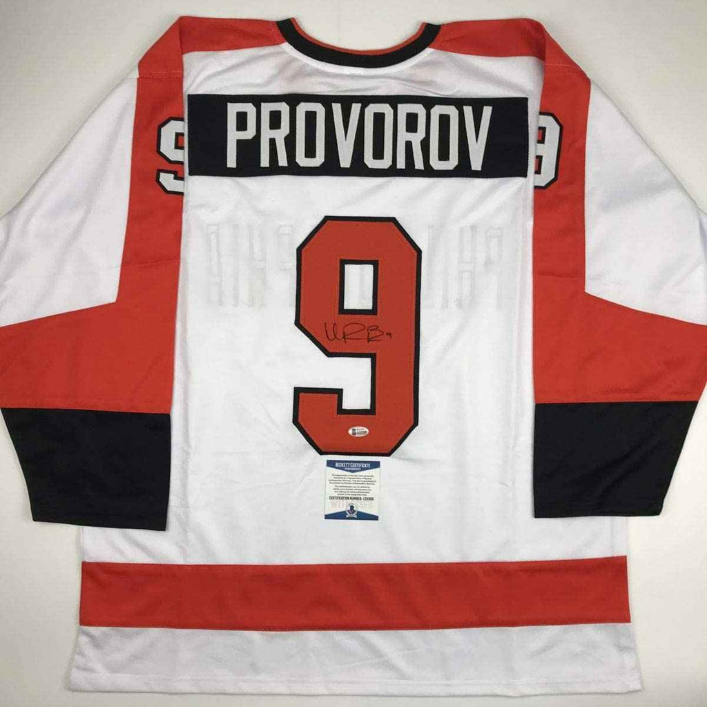 Autographed/Signed Ivan Provorov Philadelphia White Hockey Jersey Beckett BAS COA