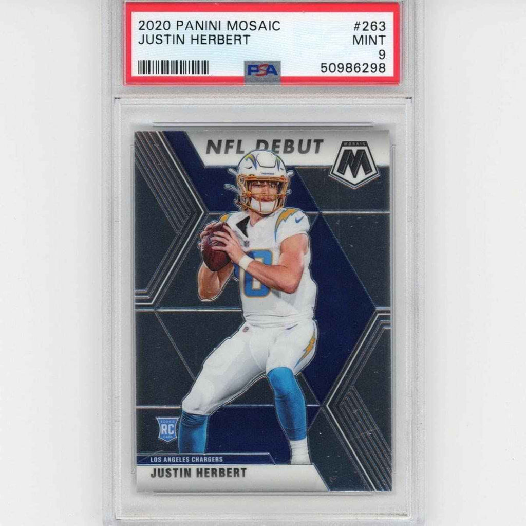 Graded 2020 Panini Mosaic Justin Herbert #263 Rookie RC Football Card PSA 9 Mint