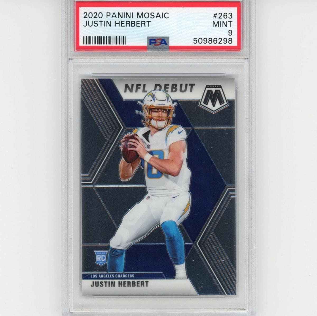 Graded 2020 Panini Mosaic Justin Herbert #263 Rookie RC Football Card PSA 9 Mint